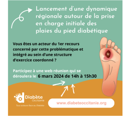 Parcours en soins primaires des patients diabétiques porteurs de plaie du pied web réunion le 6 mars de 14h à 15h30